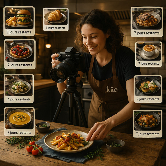 Photographe culinaire présentant sa galerie éphémère