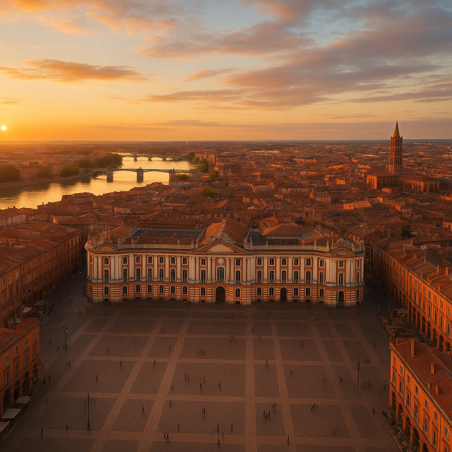 vue aérienne du Capitole de Toulouse prise par drone