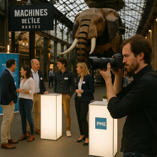 photographe événementiel capturant une soirée d'entreprise à Nantes