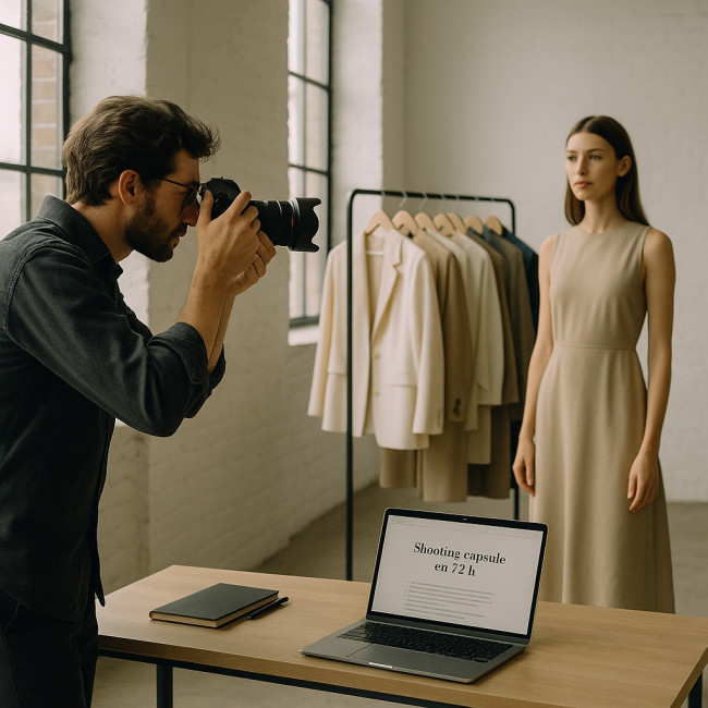 Photographe mode préparant un guide expert dans un loft lillois