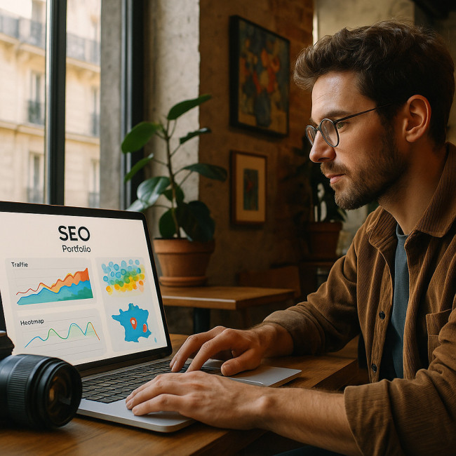 photographe à paris travaillant son seo interne