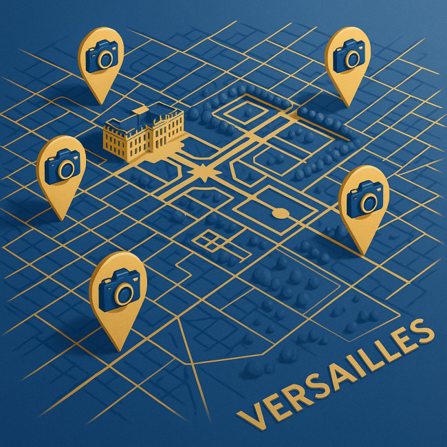 carte de Versailles indiquant la localisation des photographes