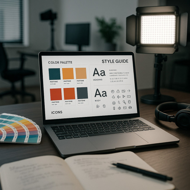 ordinateur affichant une feuille de style structurée sur un bureau