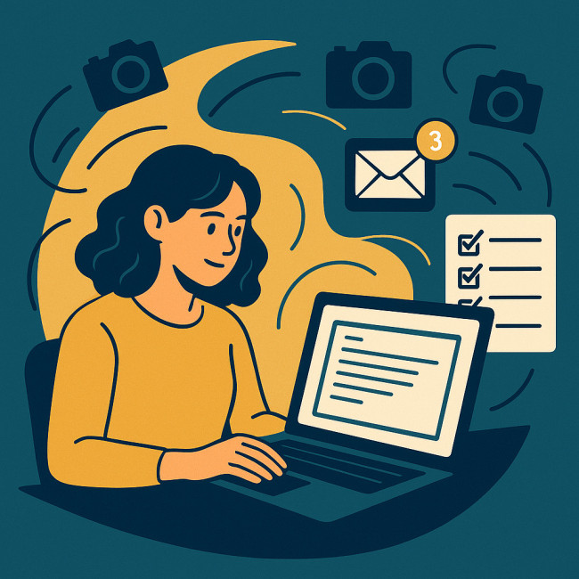 Photographe rédigeant un pitch email concis