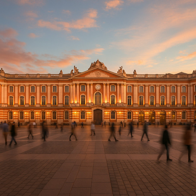 Panorama du Capitole de Toulouse au coucher du soleil