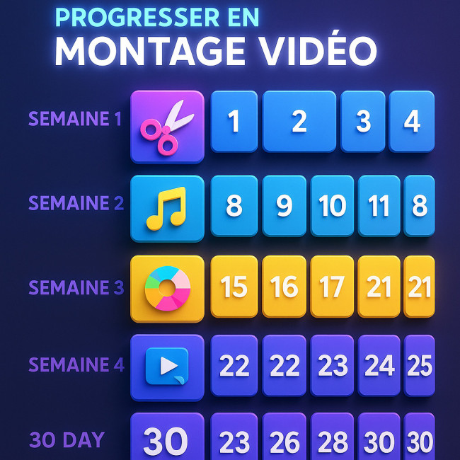 Calendrier d'entraînement de 30 jours en montage