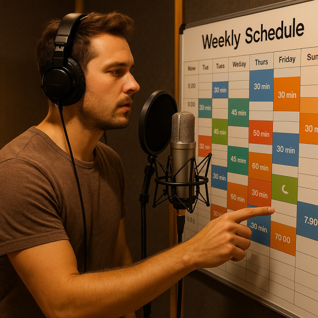 chanteur consultant un planning hebdomadaire vocal