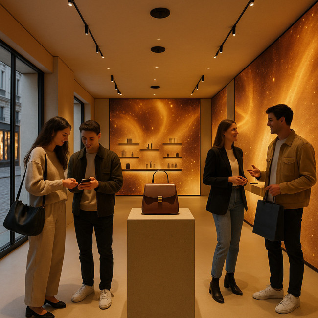 Visuel conceptuel d'un pop-up store immersif et sensoriel
