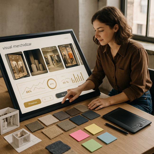 exemple portfolio interactif visual merchandiser sur tablette