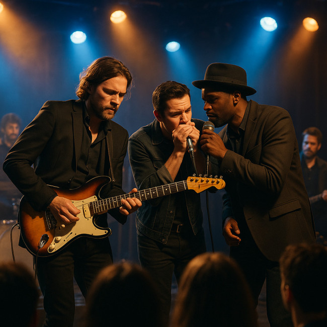 Groupe de blues moderne captivant le public sur scène