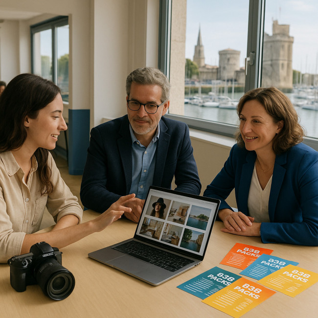 Présentation de packs photo B2B à des décideurs à La Rochelle