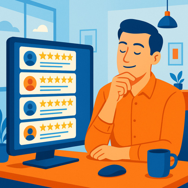 illustration écran avis clients cinq étoiles