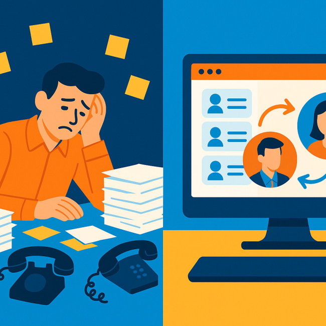 Comparaison visuelle entre processus traditionnel et annuaire digital