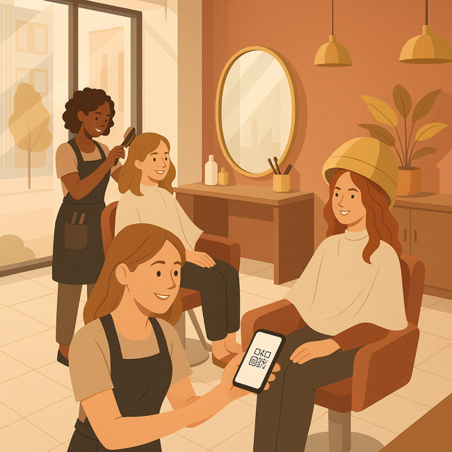 Illustration d'un salon de coiffure utilisant un programme fidélité