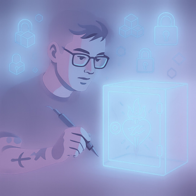 illustration de la protection des flashs tattoo par blockchain