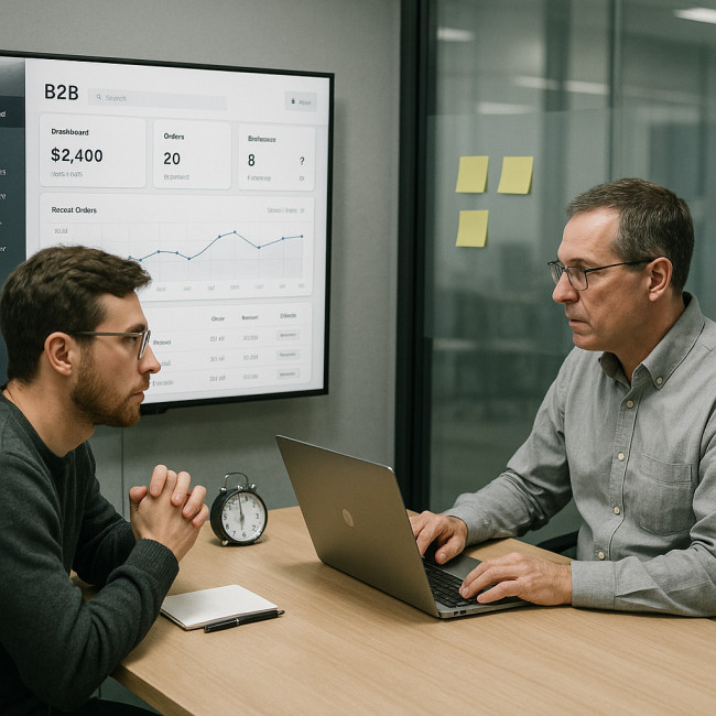 session de test utilisateur d'un prototype B2B
