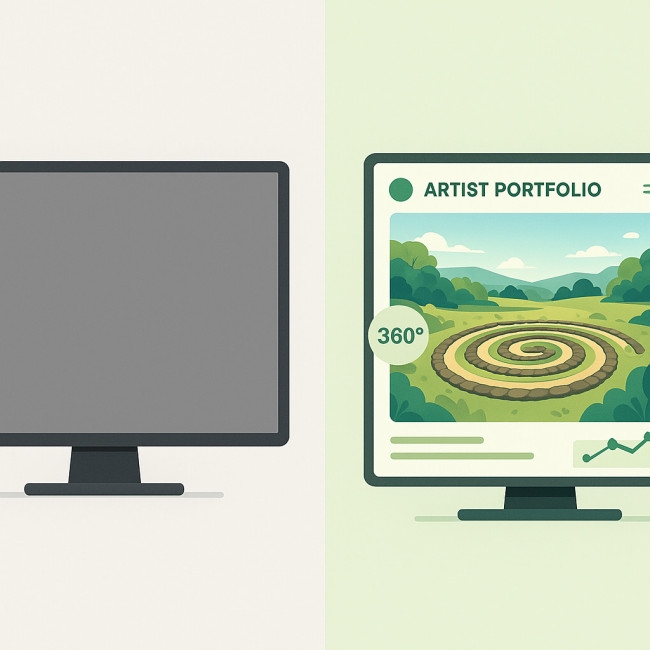 Comparatif visuel avant après d'un portfolio immersif