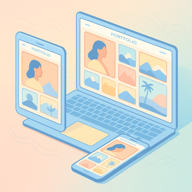 illustration d'un portfolio photo interactif
