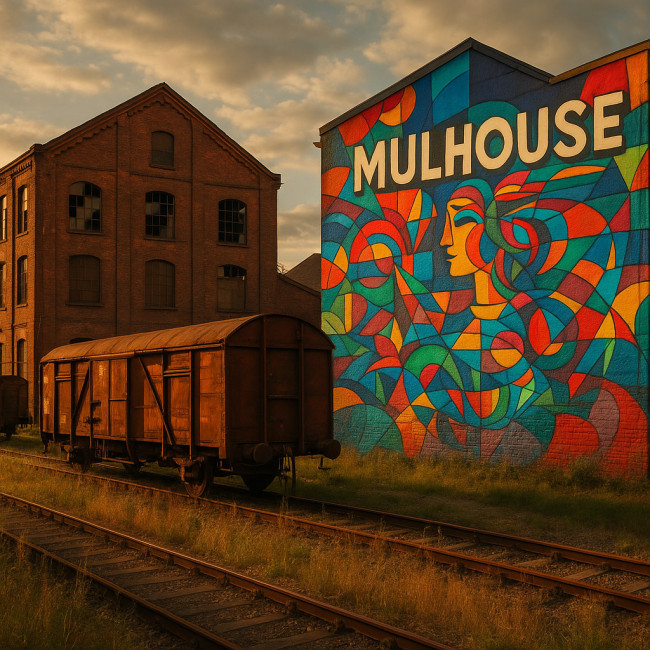 Friche industrielle et fresque street-art à Mulhouse
