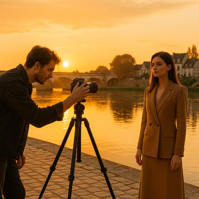 Shooting au coucher de soleil sur les quais de Loire à Tours