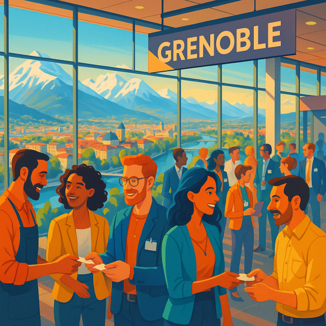 Artisans et start-ups réseautant lors d'un salon à Grenoble