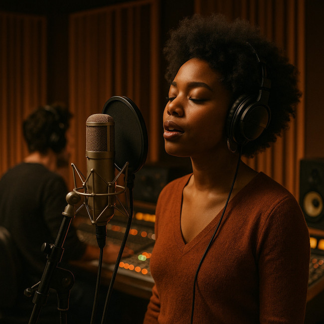 Chanteuse soul en résidence enregistrant son EP