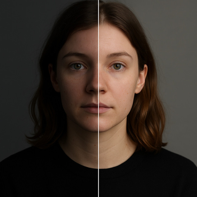Illustration retouche photo minimale avant apres