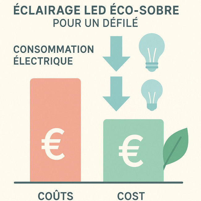 infographie ROI éclairage LED défilé
