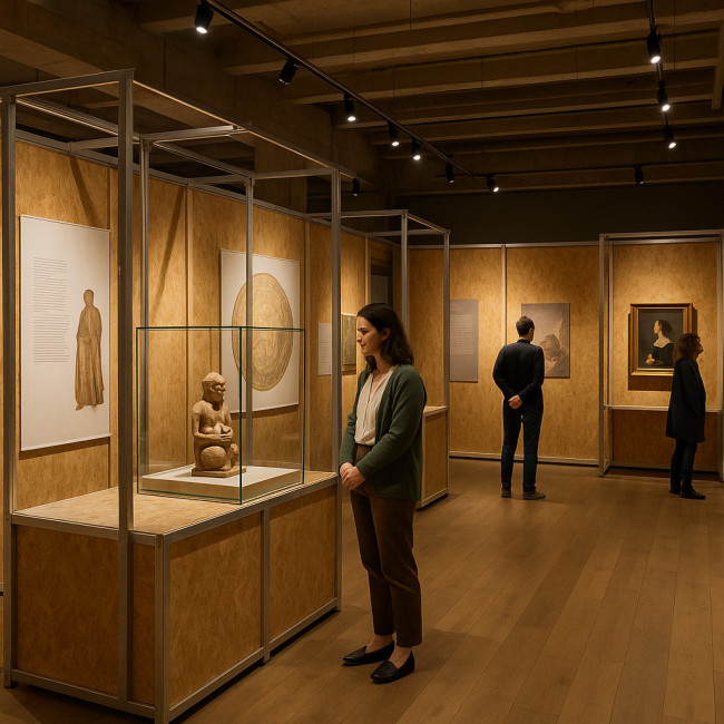 Scénographie muséale écoresponsable avec matériaux réutilisés