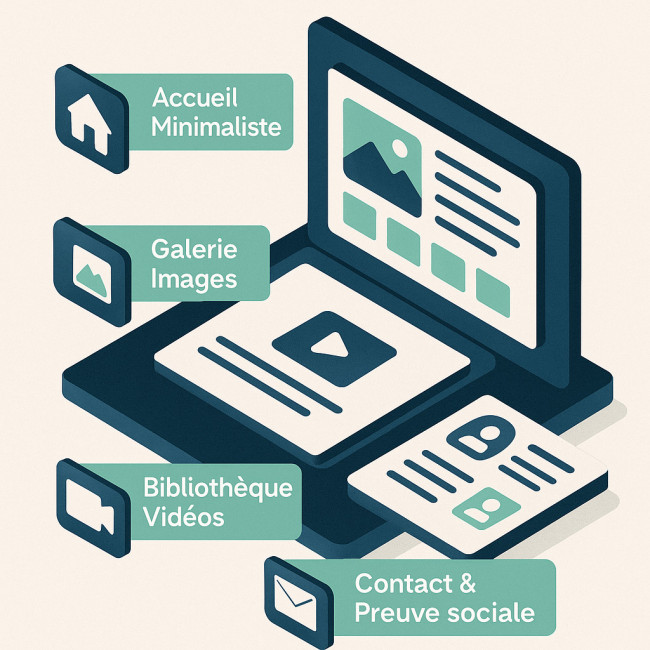 Schéma isométrique de l'architecture de portfolio en quatre blocs