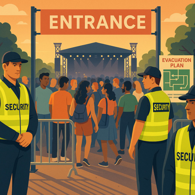 agents de sécurité surveillant un concert