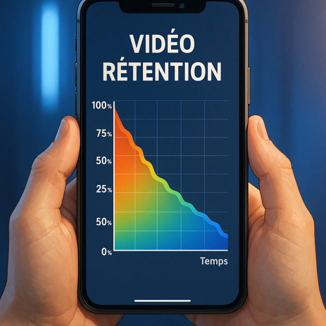 Smartphone affichant un graphique de rétention vidéo