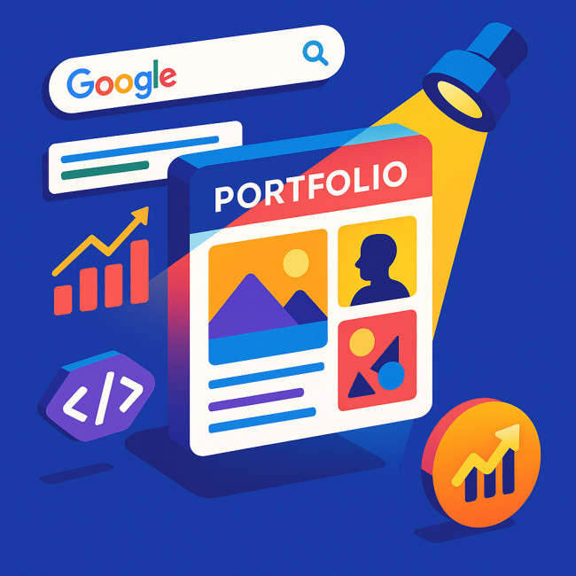 illustration portfolio qui grimpe dans google