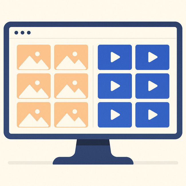 Illustration d'un écran séparant images et vidéos