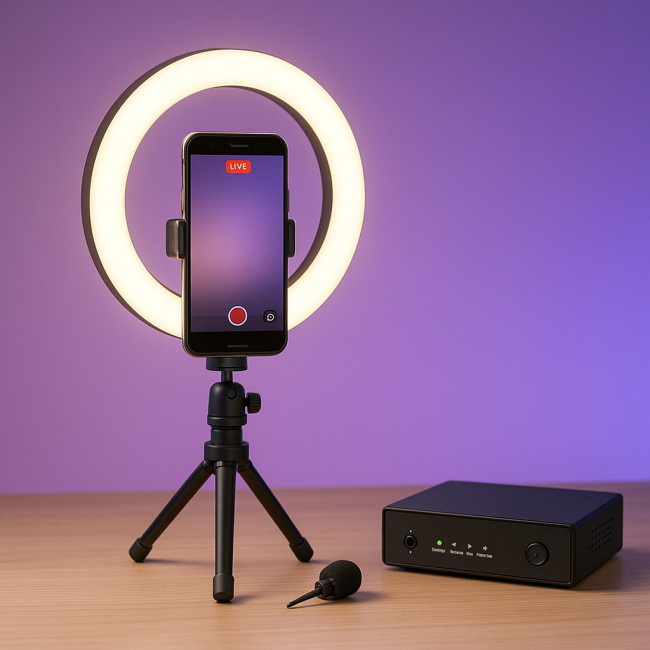 Studio de streaming compact équipé