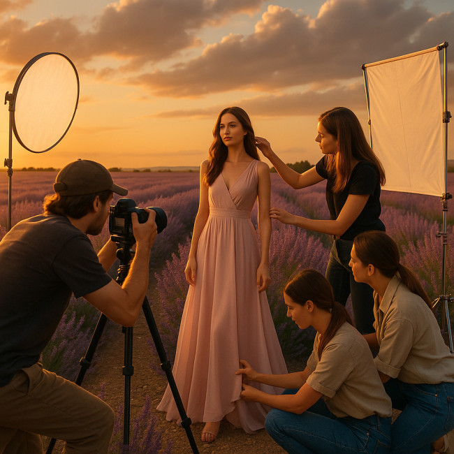 Shooting photo extérieur en Provence au crépuscule