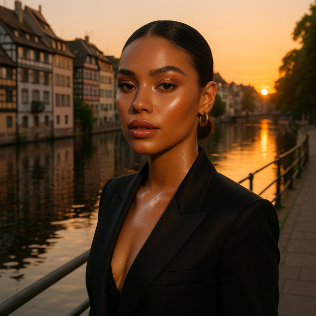 shooting maquillage au bord de l'Ill à Strasbourg