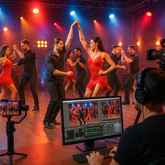 Compagnie de salsa filmée en live pour streaming