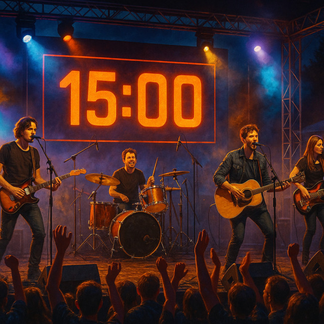 illustration d'un mini-concert de 15 minutes sur scène de festival