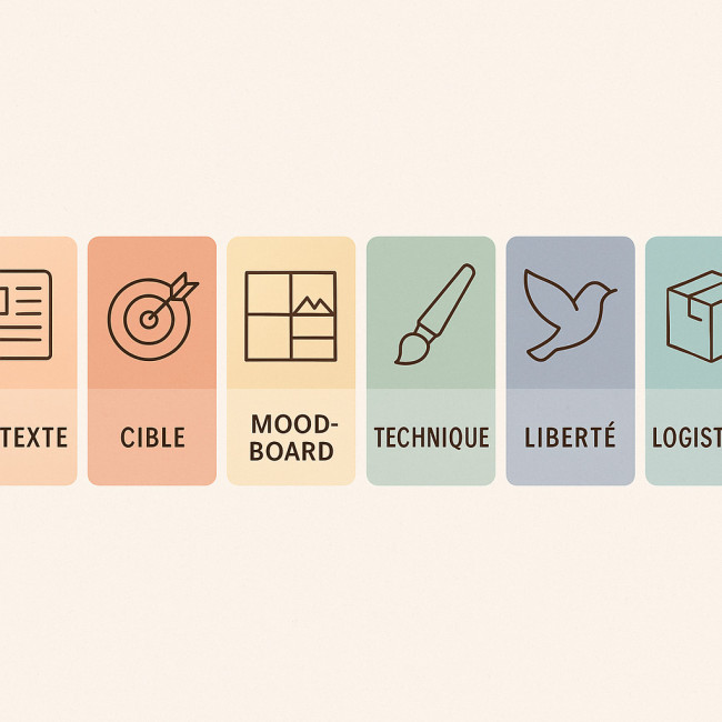 Infographie des six piliers d'un brief créatif