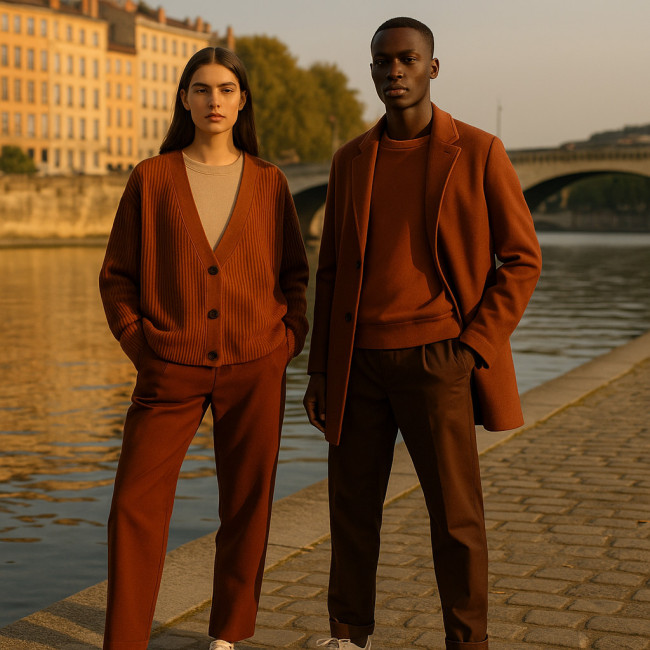 Duo de modèles à Lyon en Relaxed Power Stance avec sneakers circulaires