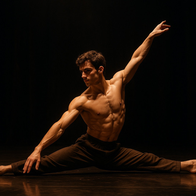 Danseur réalisant un grand écart contrôlé