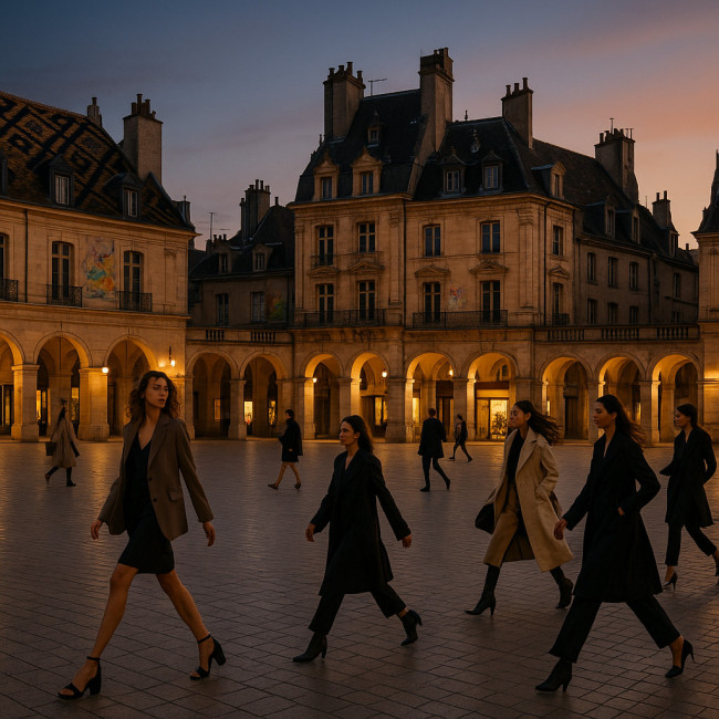 Place de la Libération à Dijon au crépuscule