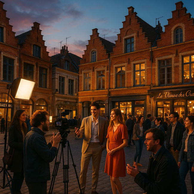 façades du Vieux-Lille animées par un tournage immersif