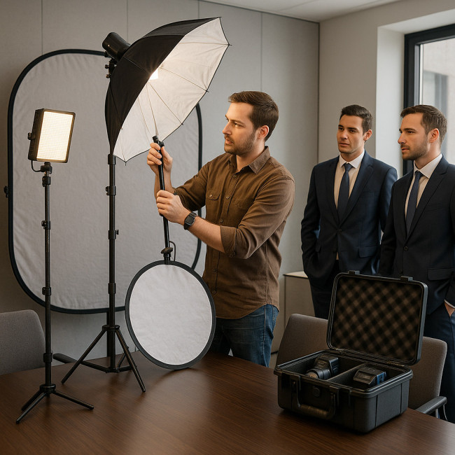 Installation d'un studio mobile pour portraits corporate