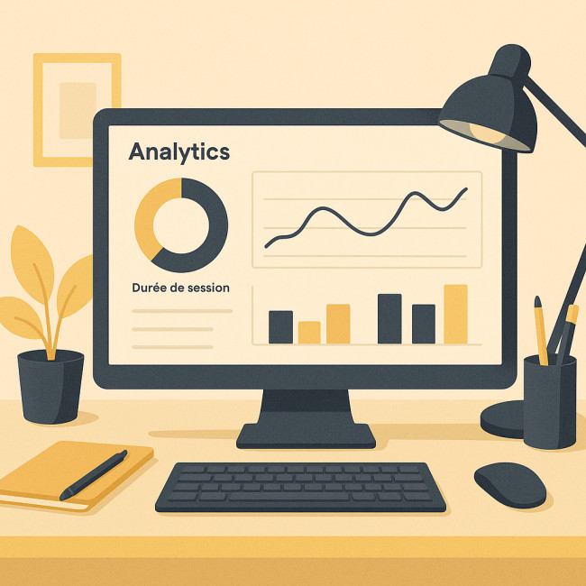 Écran présentant un tableau de bord Analytics pour portfolio