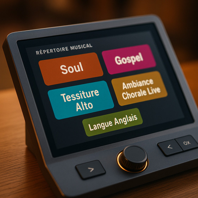 Interface d'annuaire avec tags soul-gospel