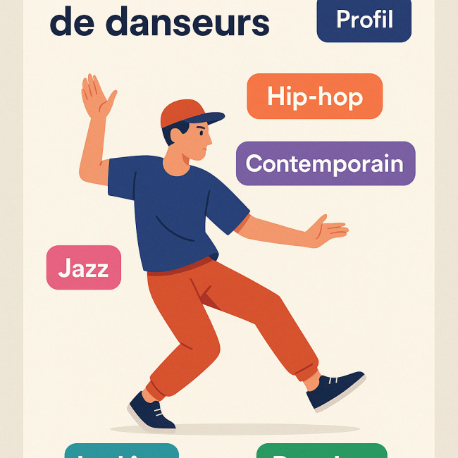Interface d'annuaire avec tags de styles de danse