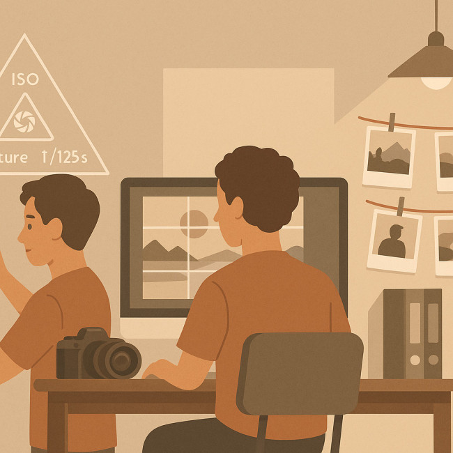 Illustration du parcours d'apprentissage photo, de la technique au storytelling