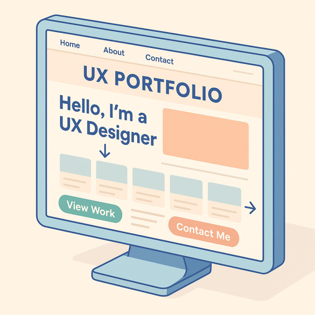 Schéma illustré d'un portfolio UX hiérarchisé